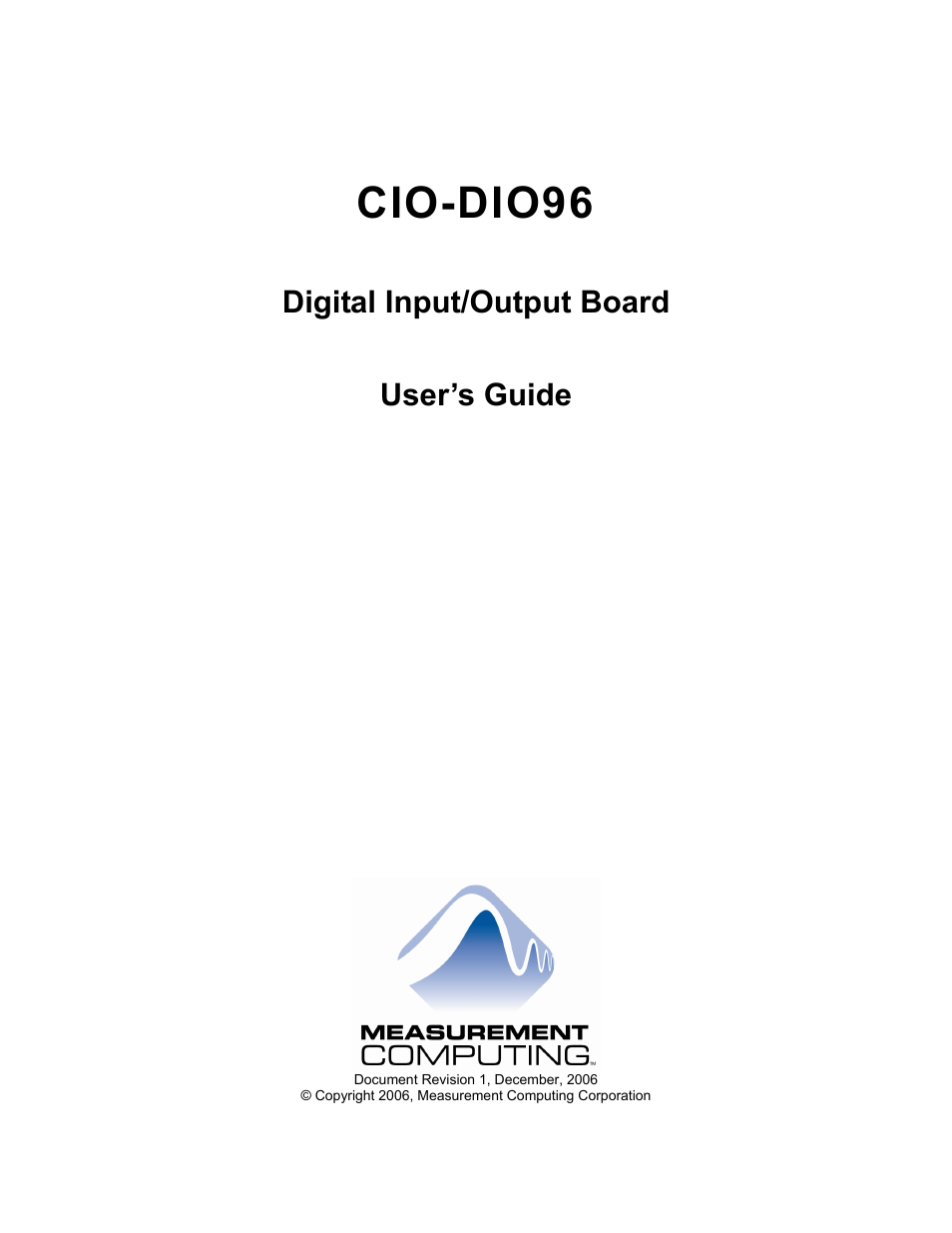 Cio-dio96, Digital input/output board user’s guide | Measurement Computing CIO-DIO96 User Manual | Page 2 / 20