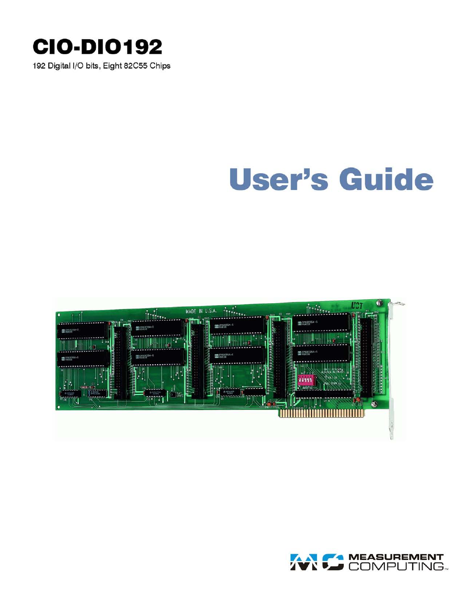 Measurement Computing CIO-DIO192 User Manual | 20 pages