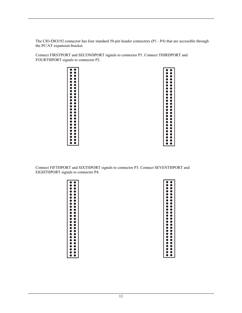 Pinout – main i/o connectors, Figure 3. p1 and p2 pin out, P4 figure 4. p3 and p4 pin out | Measurement Computing CIO-DIO192 User Manual | Page 11 / 20