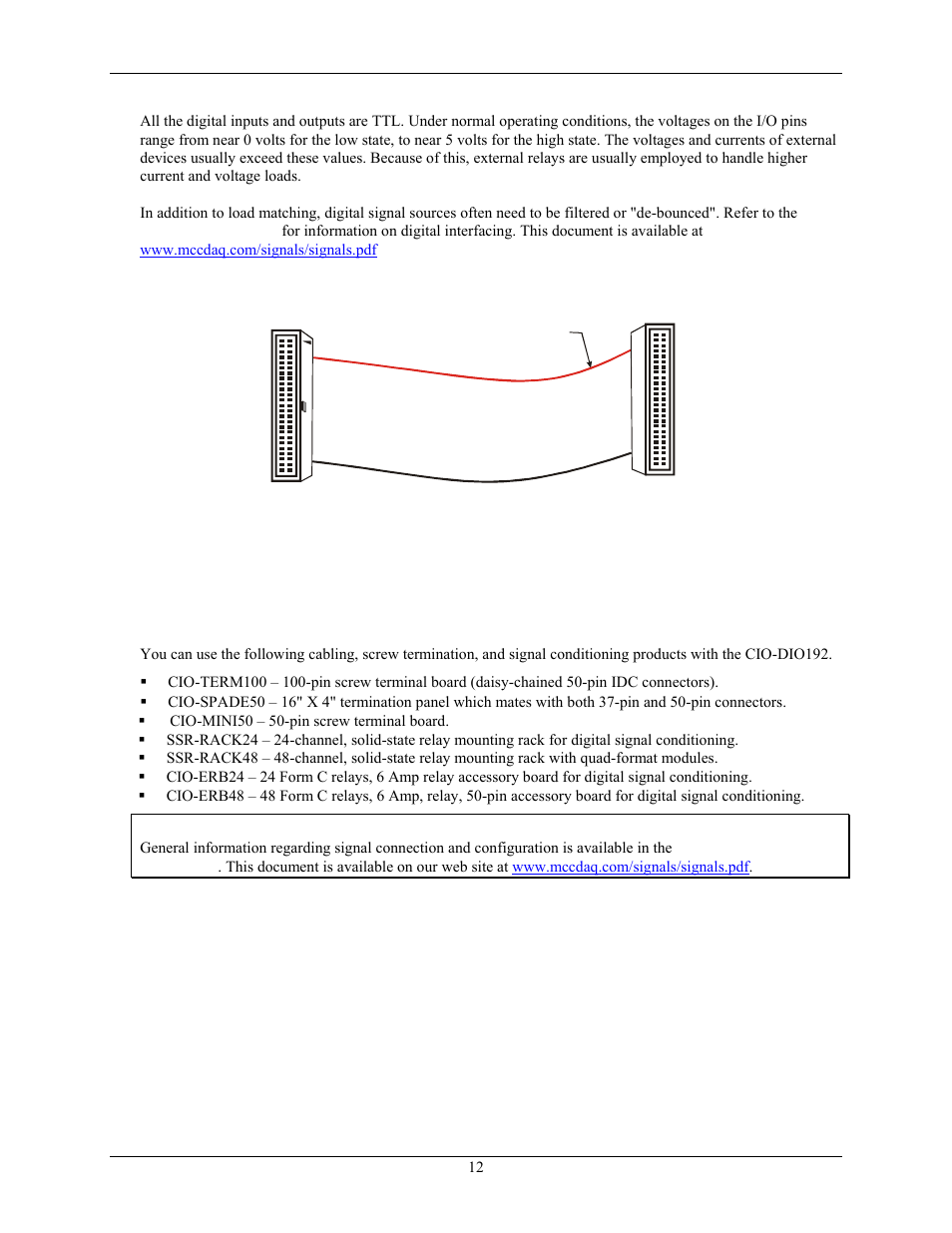 Cabling, Field wiring, signal termination, and conditioning, Field | Wiring, signal termination, and conditioning | Measurement Computing CIO-DIO192 User Manual | Page 12 / 20