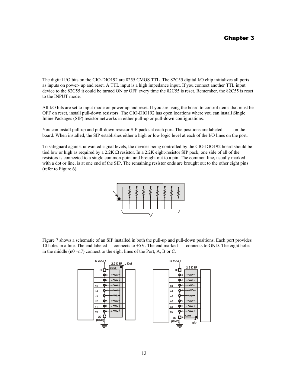 Functional details, Signal level control, Chapter 3 | Figure 7, Connects to +5v. the end marked | Measurement Computing CIO-DIO192 User Manual | Page 13 / 20