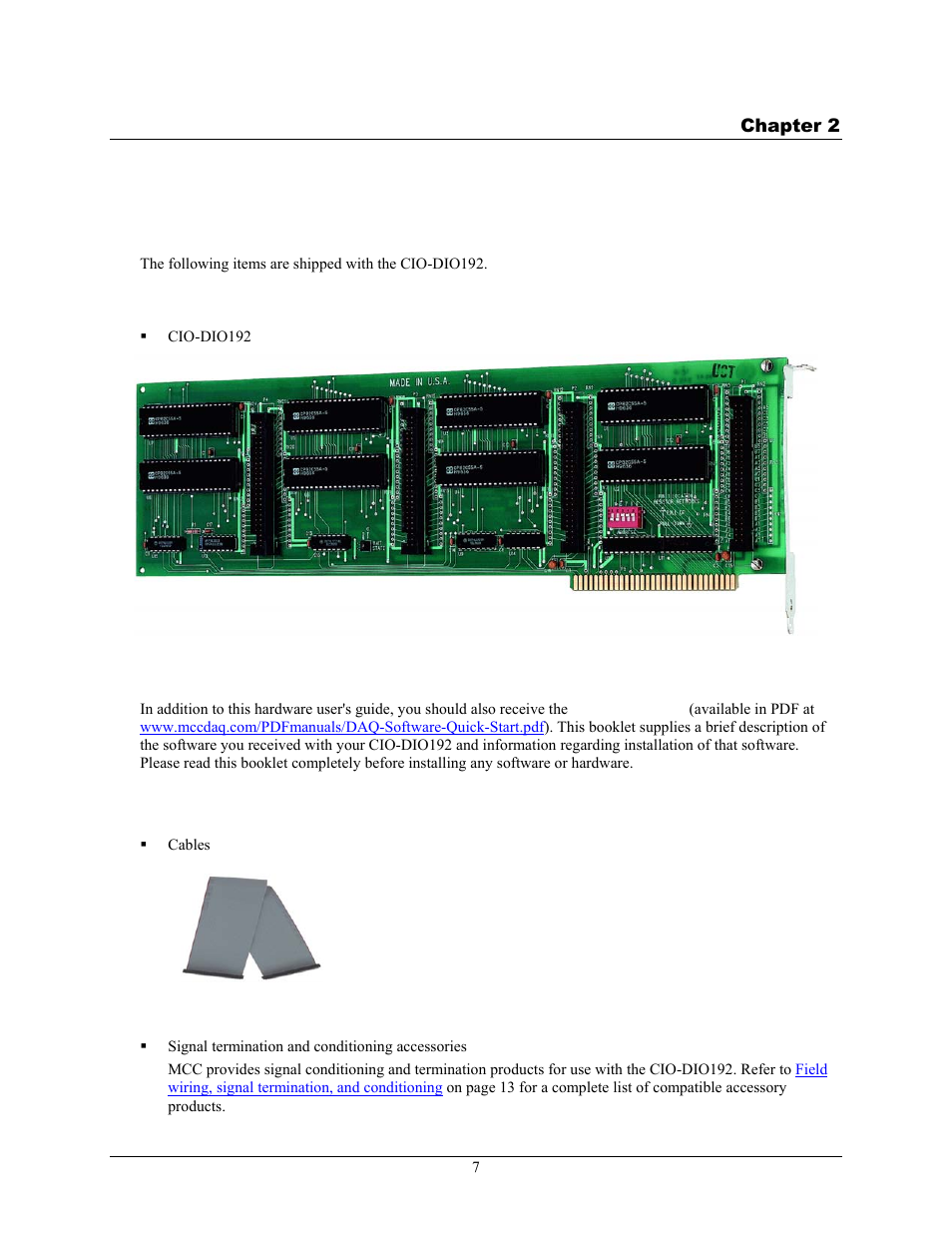 Installing the cio-dio192, What comes with your cio-dio192 shipment, Hardware | Additional documentation, Optional components | Measurement Computing CIO-DIO192 User Manual | Page 7 / 20