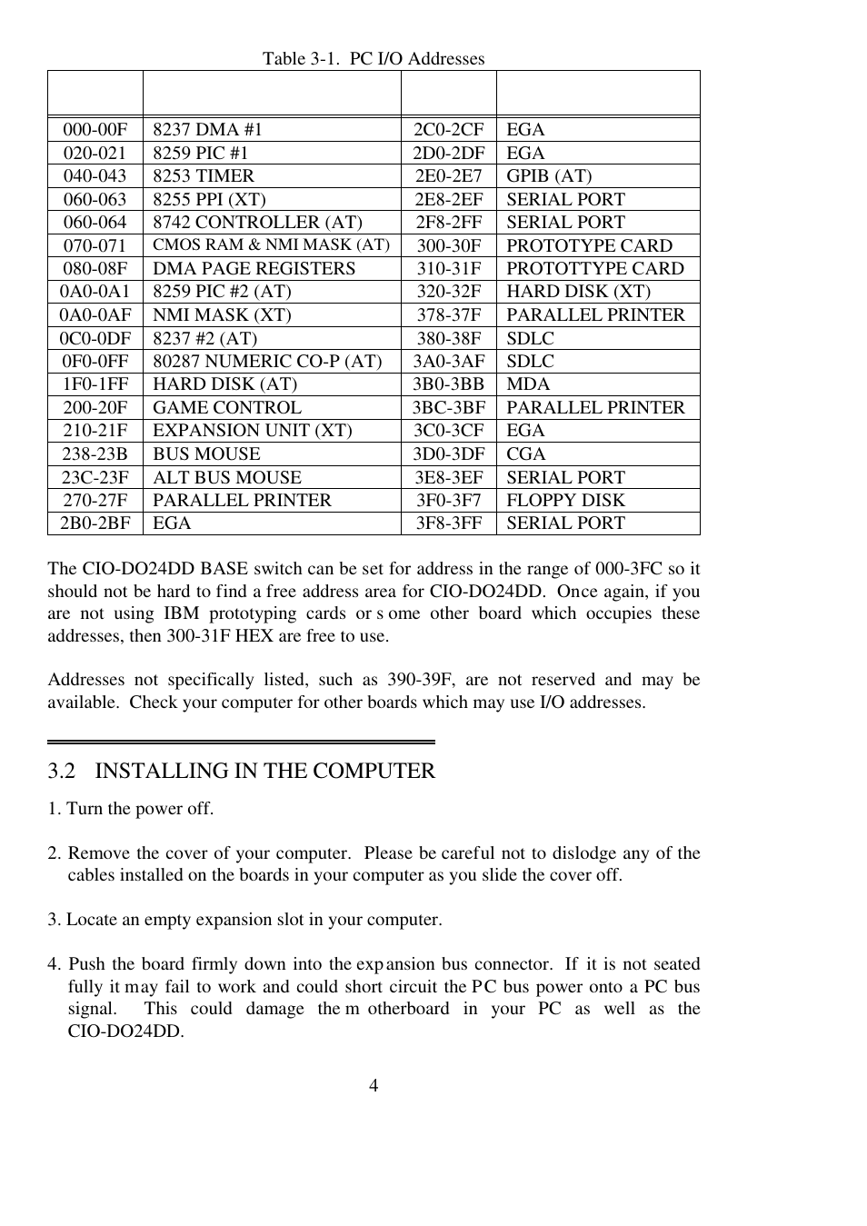 2 installing in the computer | Measurement Computing CIO-DO24DD User Manual | Page 8 / 20