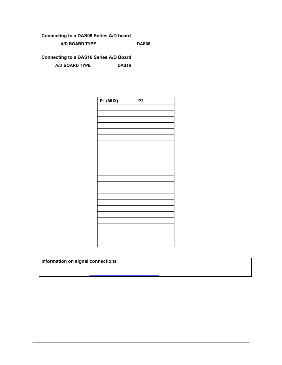 Connecting to a das08 series a/d board, Connecting to a das16 series a/d board | Measurement Computing CIO-EXP32 User Manual | Page 11 / 27