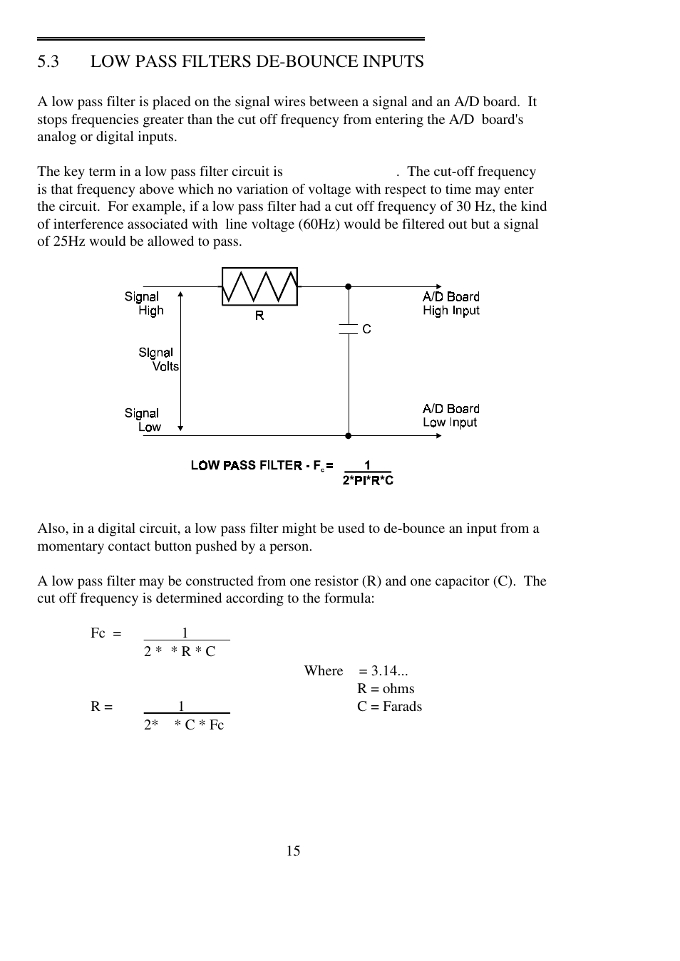 3 low pass filters de-bounce inputs | Measurement Computing CIO-INT-32 User Manual | Page 19 / 24