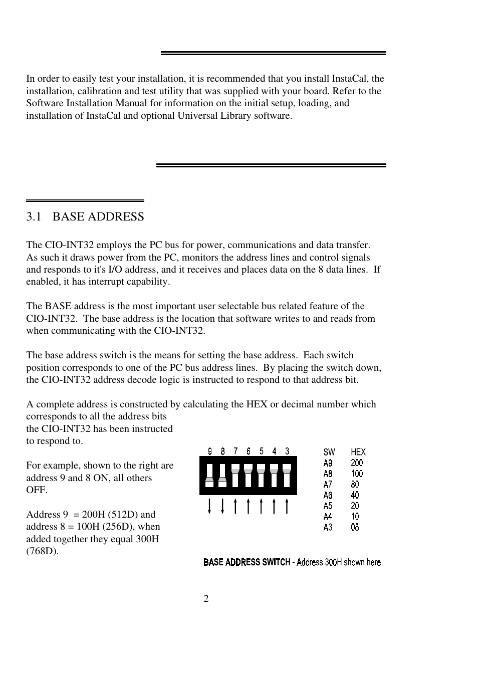 0 software installation, 0 hardware installation | Measurement Computing CIO-INT-32 User Manual | Page 6 / 24