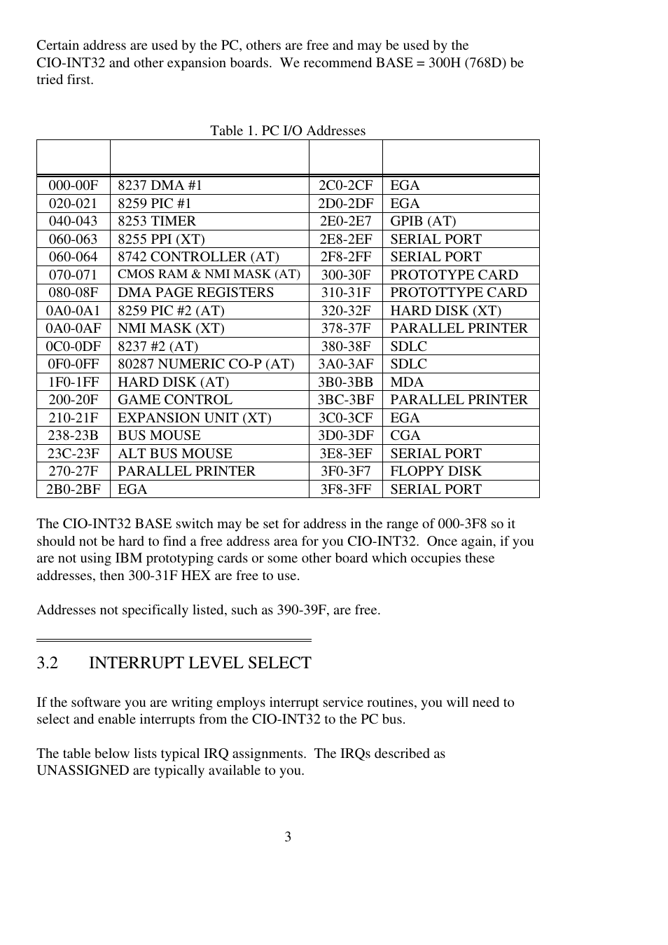 2 interrupt level select | Measurement Computing CIO-INT-32 User Manual | Page 7 / 24