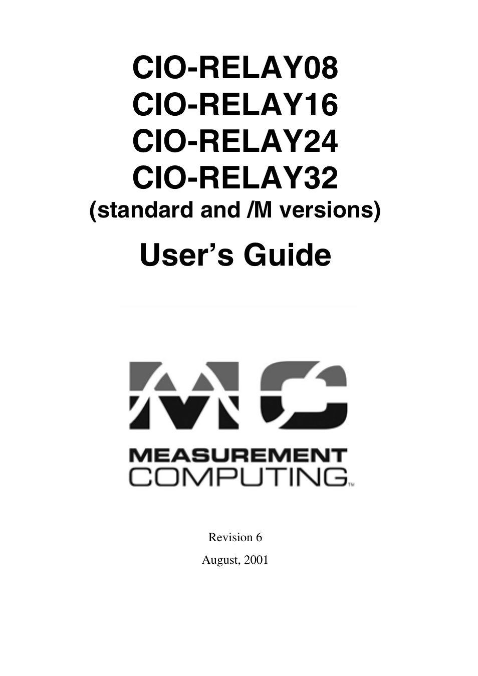 Measurement Computing CIO-RELAY08 User Manual | 20 pages