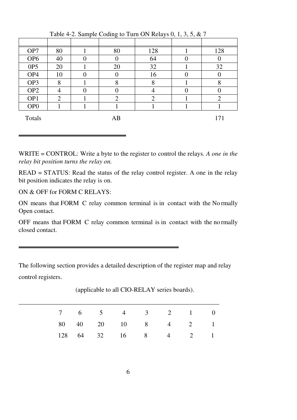3 detailed relay control i/o map, Base address +0 | Measurement Computing CIO-RELAY08 User Manual | Page 10 / 20