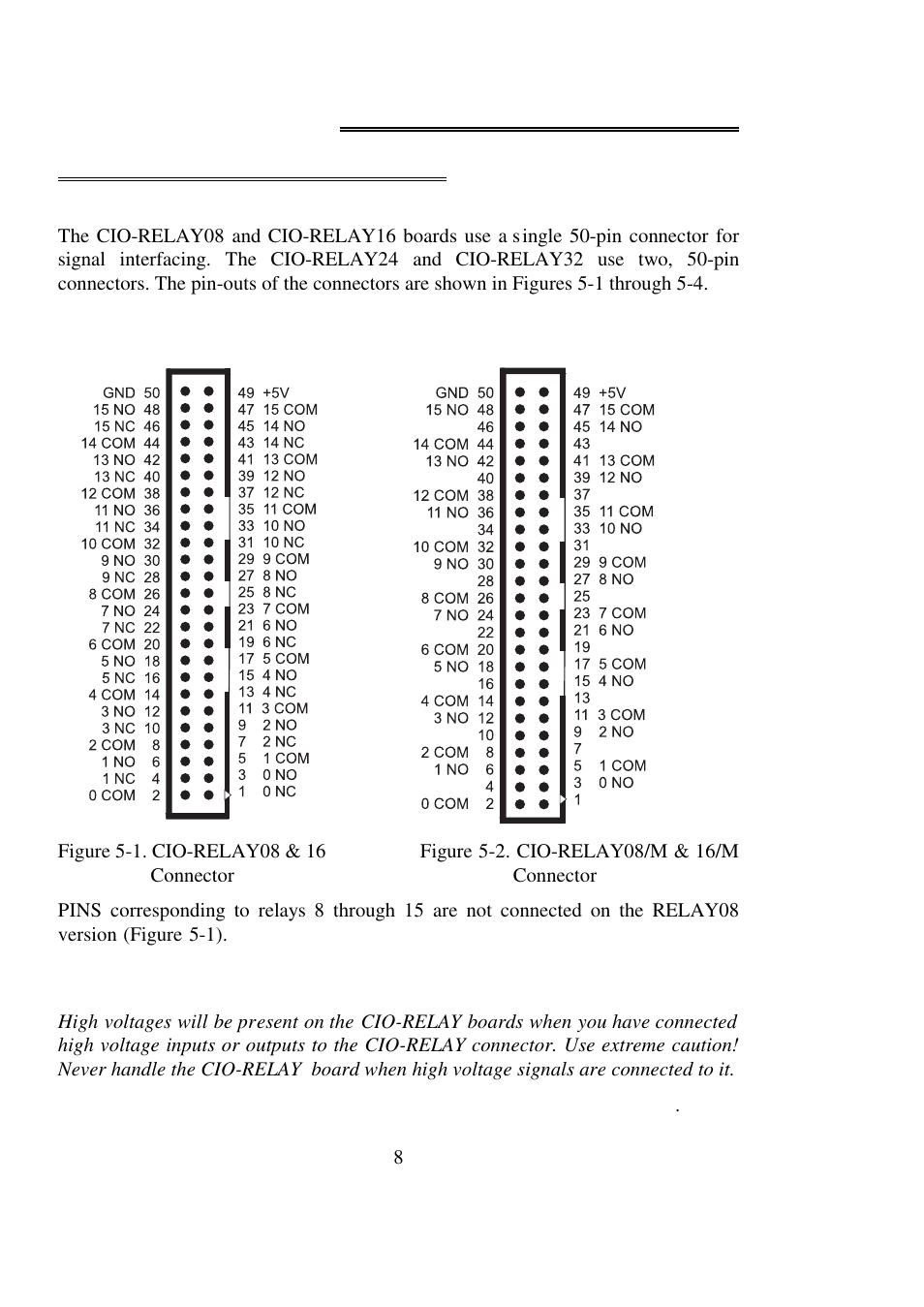 5 connecting to relays | Measurement Computing CIO-RELAY08 User Manual | Page 12 / 20