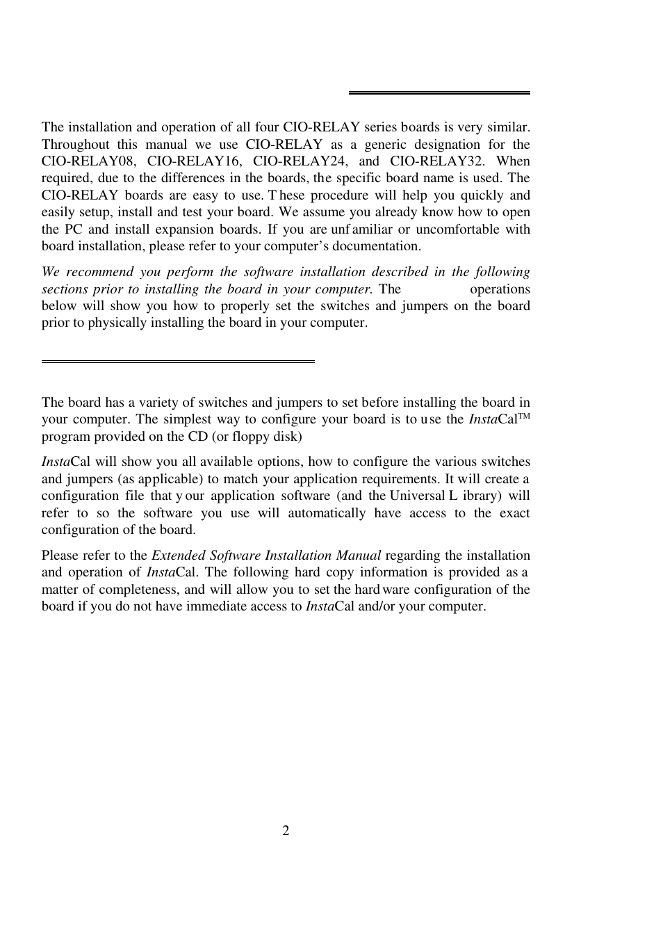 2 installation, 1 software installation | Measurement Computing CIO-RELAY08 User Manual | Page 6 / 20