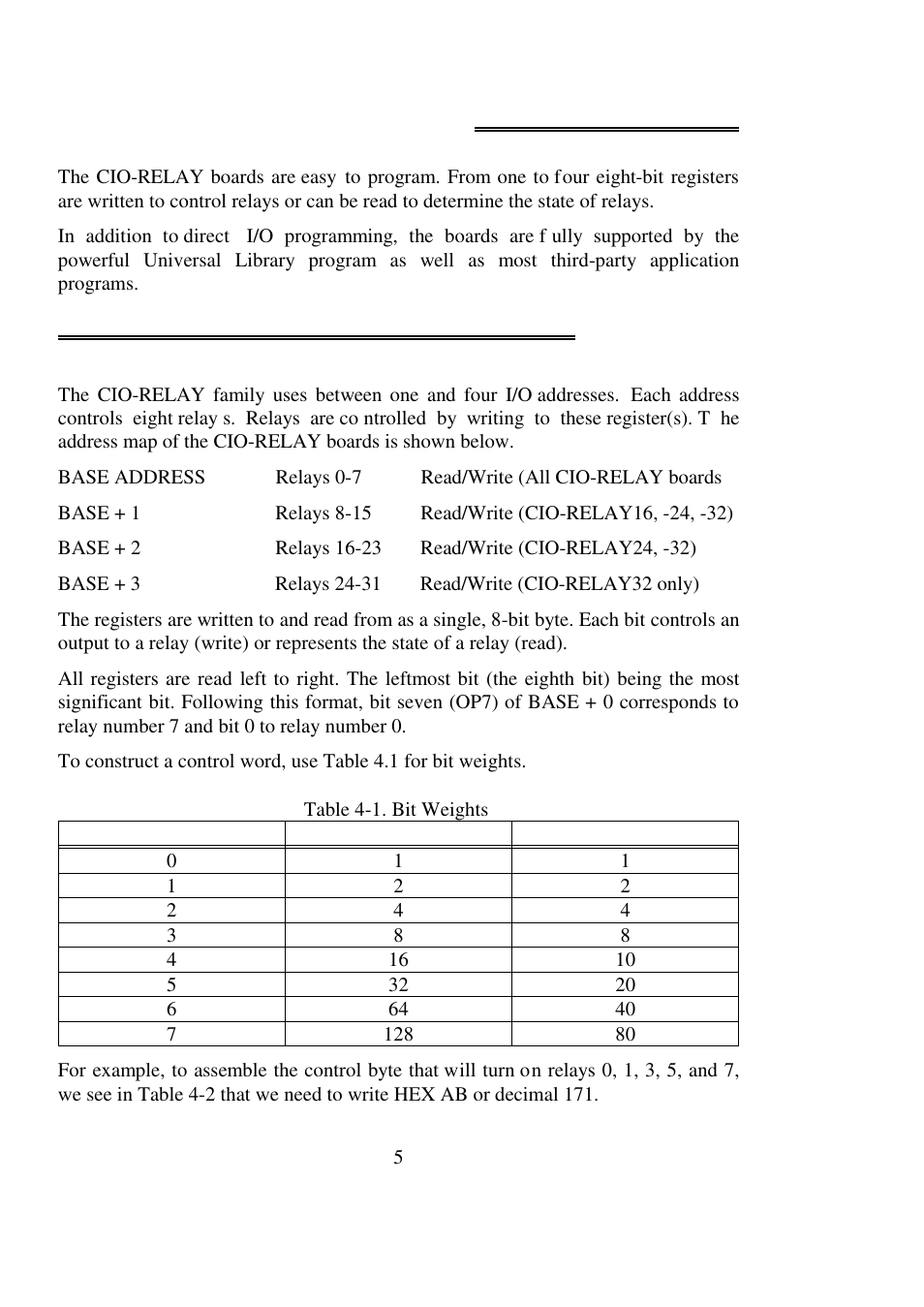 4 programming, 1 direct i/o register programming | Measurement Computing CIO-RELAY08 User Manual | Page 9 / 20