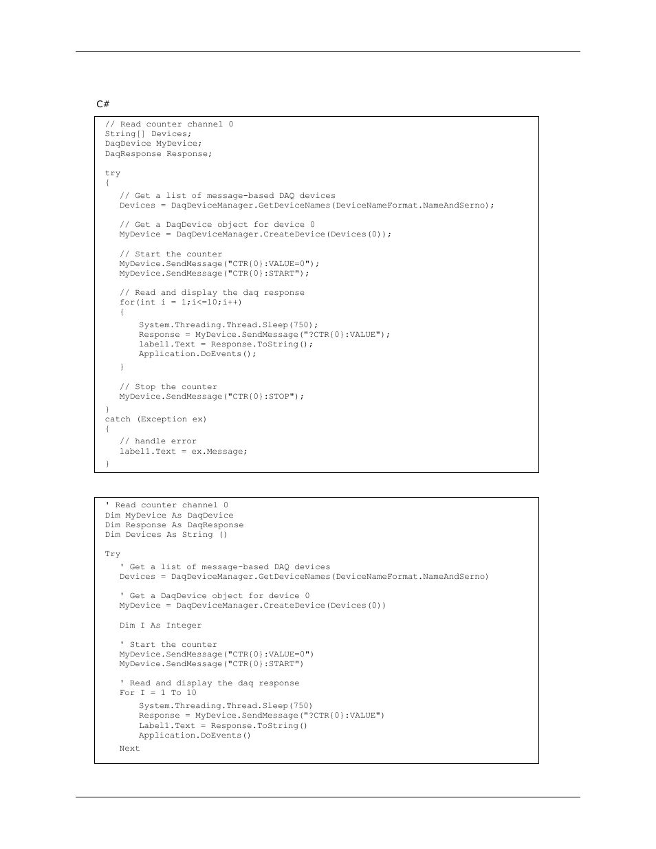 Reading a counter input channel | Measurement Computing DAQFlex User Guide User Manual | Page 18 / 125