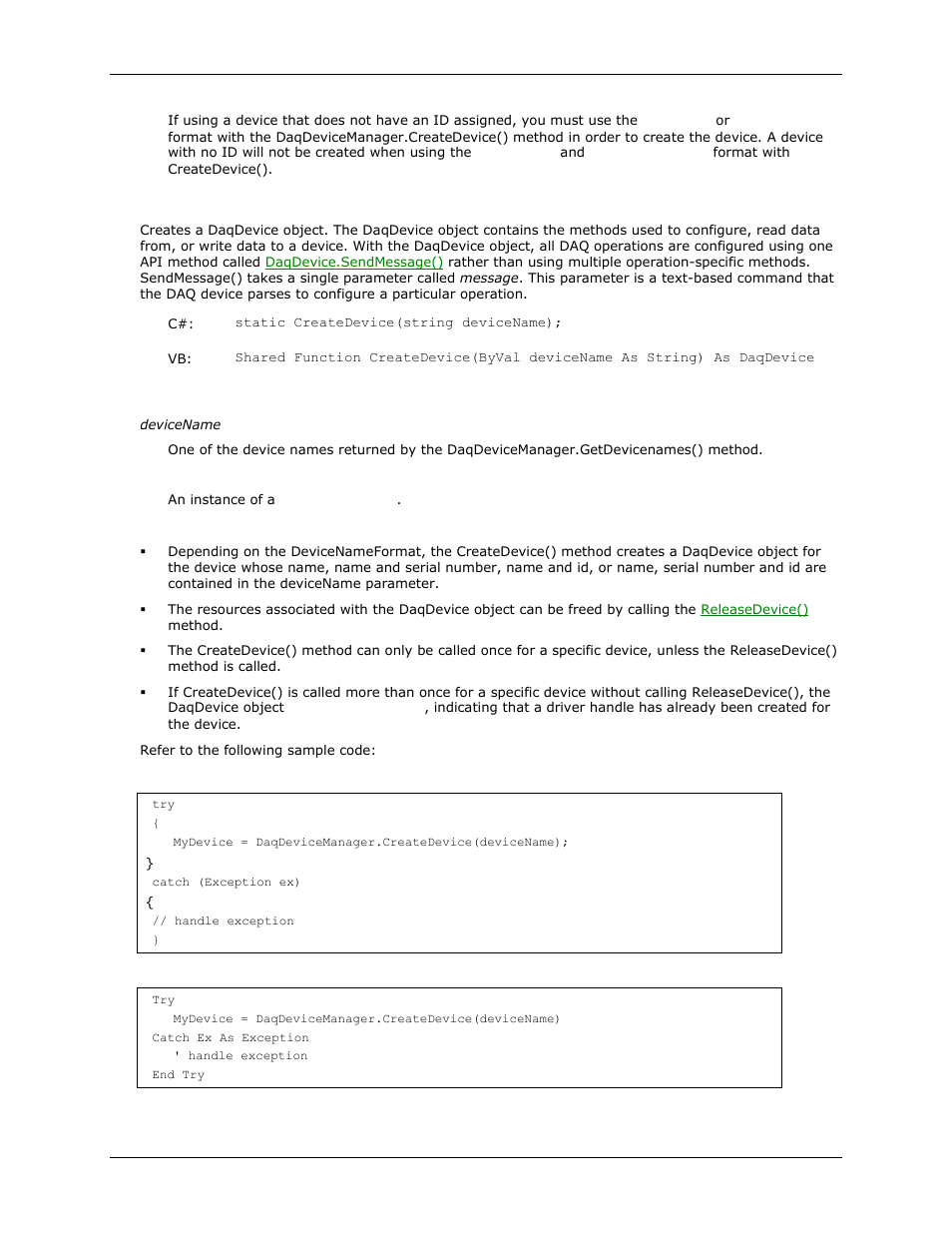 Daqdevicemanager.createdevice(), Createdevice() | Measurement Computing DAQFlex User Guide User Manual | Page 25 / 125