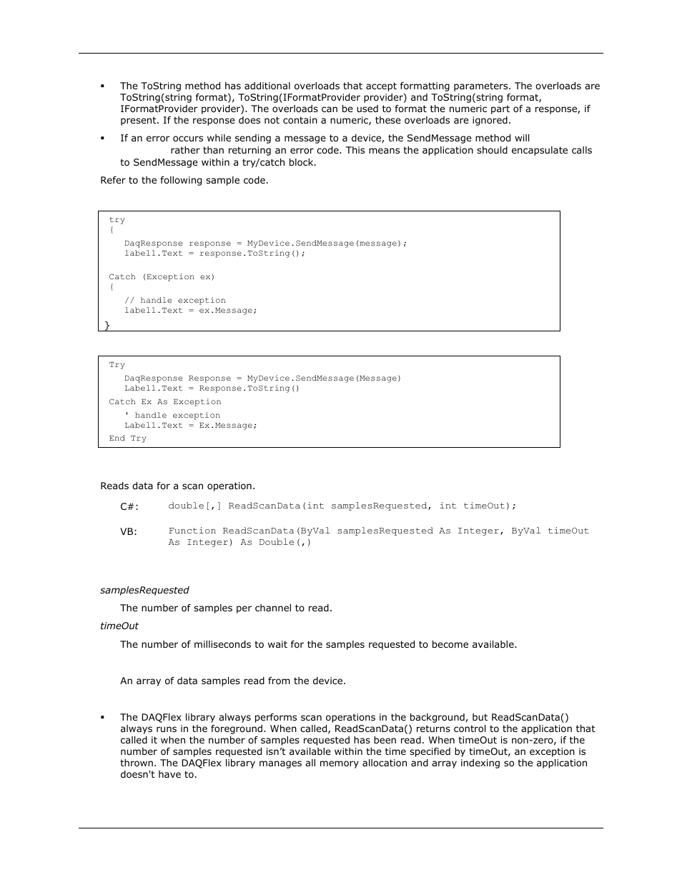 Daqdevice.readscandata(), Readscandata() | Measurement Computing DAQFlex User Guide User Manual | Page 27 / 125