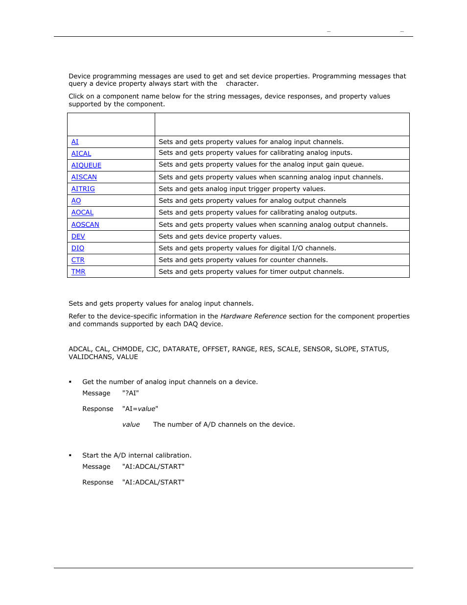 Programming messages, Adcal, Device programming messages | Measurement Computing DAQFlex User Guide User Manual | Page 32 / 125