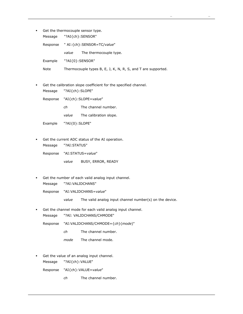 Slope, Status, Validchans | Value | Measurement Computing DAQFlex User Guide User Manual | Page 37 / 125