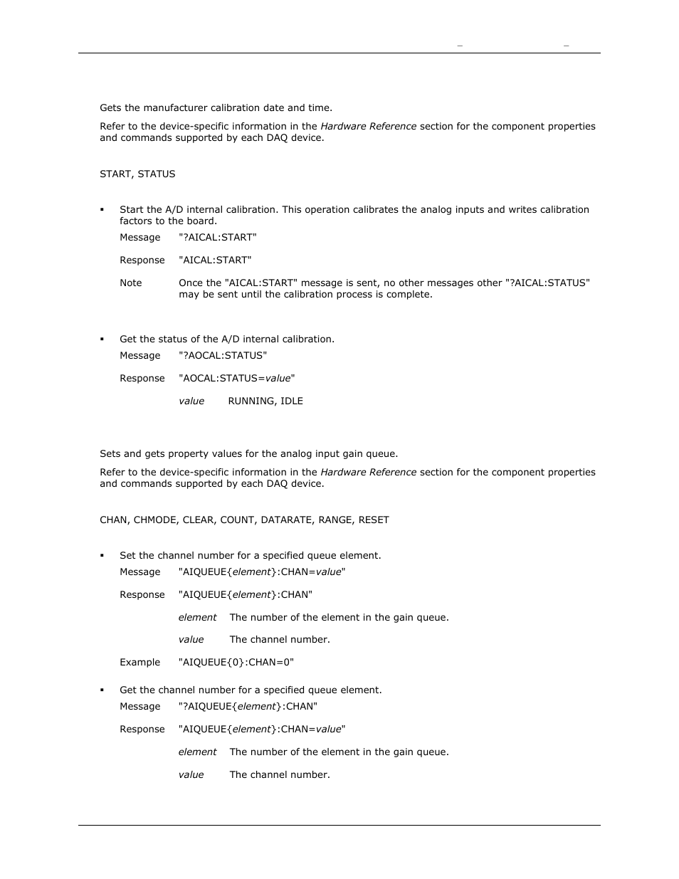 Aical, Start, Status | Aiqueue, Chan | Measurement Computing DAQFlex User Guide User Manual | Page 39 / 125