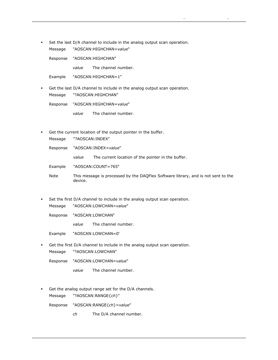 Highchan, Index, Lowchan | Range | Measurement Computing DAQFlex User Guide User Manual | Page 57 / 125