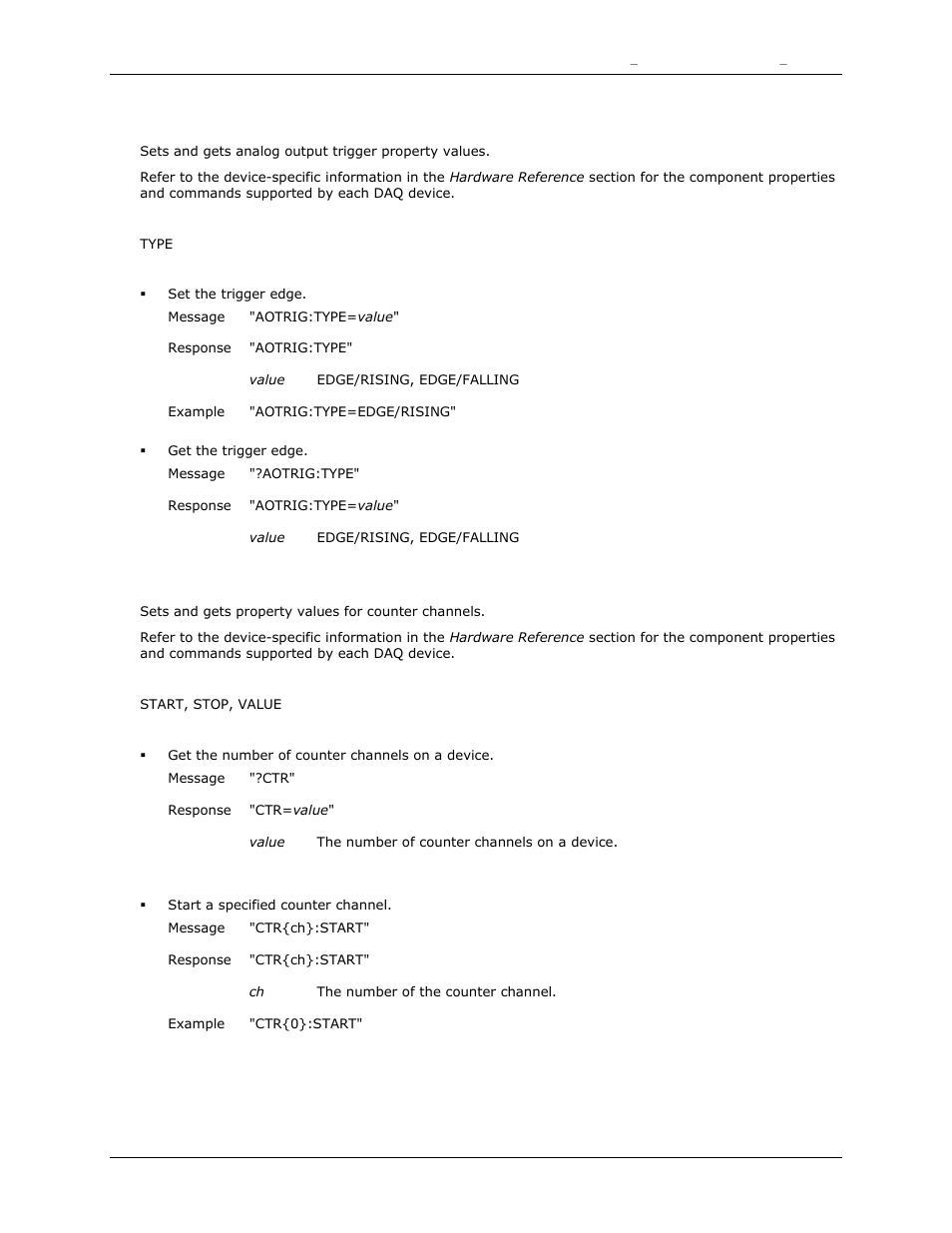 Aotrig, Type, Start | Measurement Computing DAQFlex User Guide User Manual | Page 60 / 125