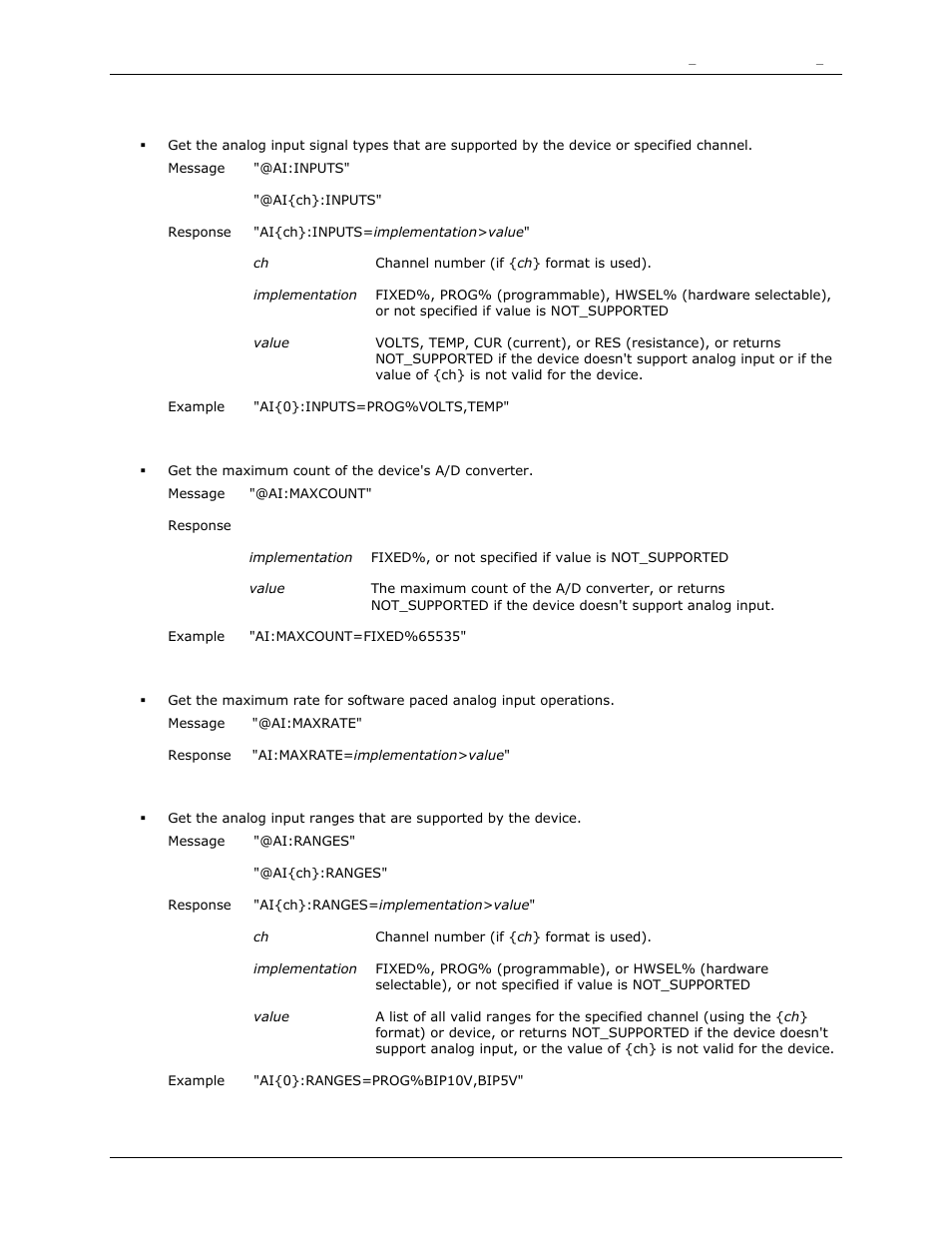 Inputs, Maxcount, Maxrate | Ranges | Measurement Computing DAQFlex User Guide User Manual | Page 74 / 125