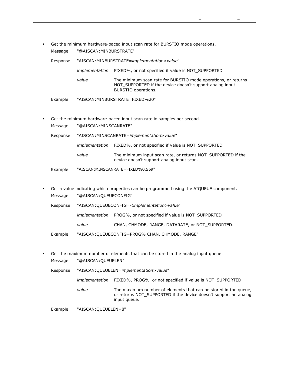 Minburstrate, Minscanrate, Queueconfig | Queuelen | Measurement Computing DAQFlex User Guide User Manual | Page 78 / 125