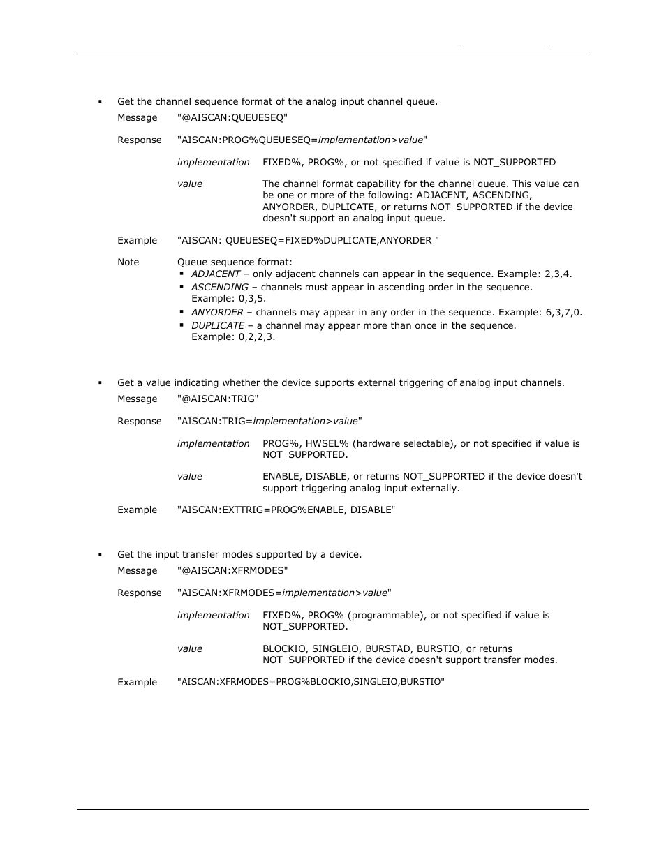 Queueseq, Trig, Xfrmodes | Measurement Computing DAQFlex User Guide User Manual | Page 79 / 125