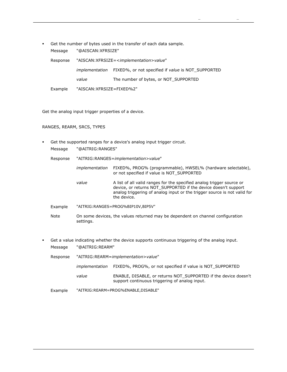 Xfrsize, Aitrig, Ranges | Rearm | Measurement Computing DAQFlex User Guide User Manual | Page 80 / 125