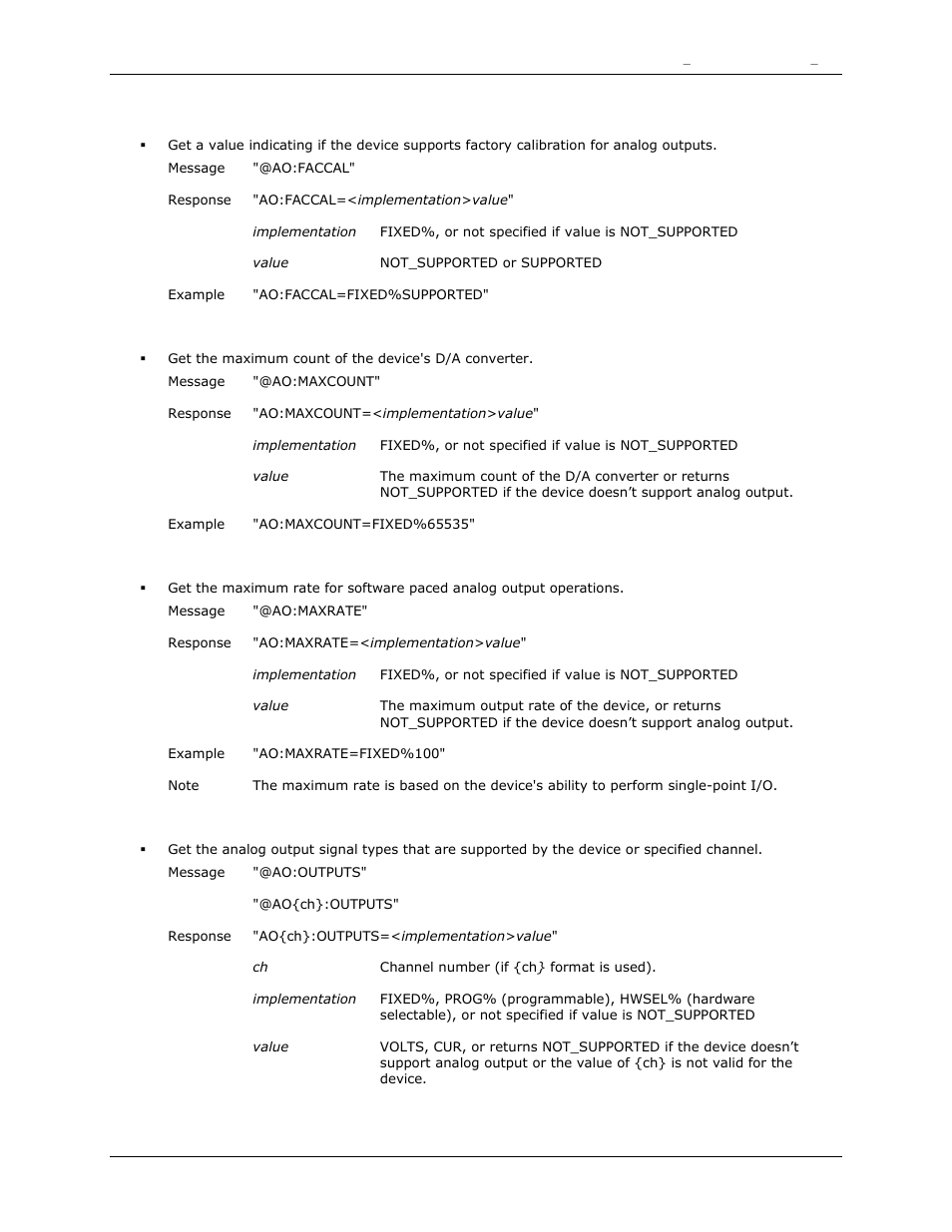 Faccal, Maxcount, Maxrate | Outputs | Measurement Computing DAQFlex User Guide User Manual | Page 82 / 125