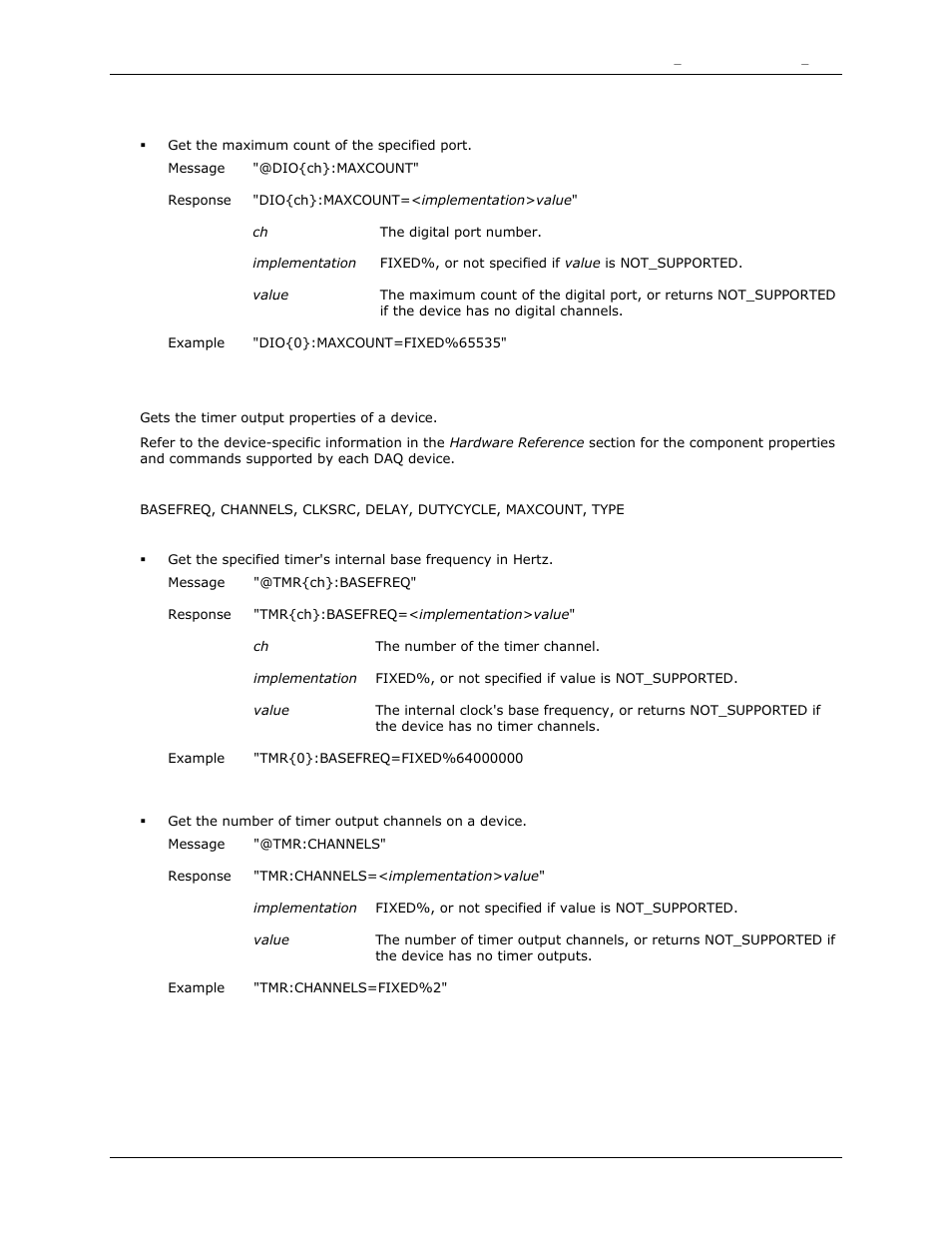 Maxcount, Basefreq, Channels | Measurement Computing DAQFlex User Guide User Manual | Page 89 / 125