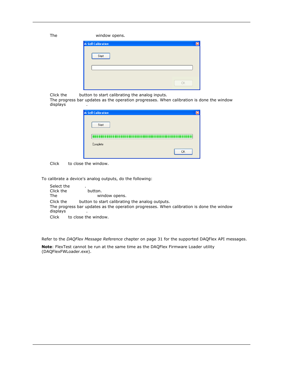 Calibrating analog outputs, Daqflex message reference | Measurement Computing DAQFlex User Guide User Manual | Page 95 / 125
