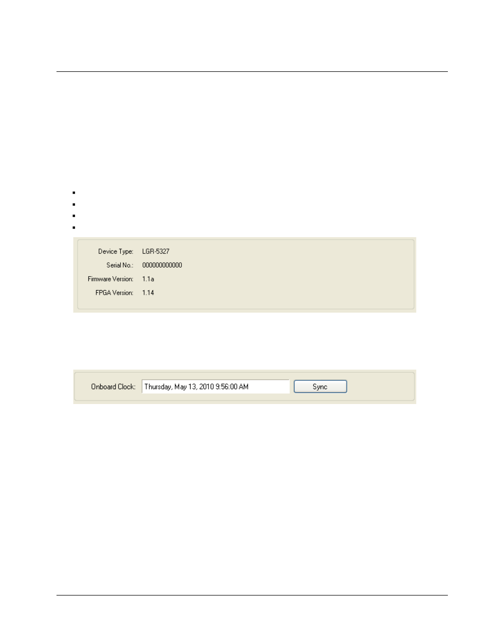 Chapter 4, Working with devices, Viewing logger device information | Synchronizing a device’s onboard clock | Measurement Computing DAQLog User Guide User Manual | Page 12 / 44