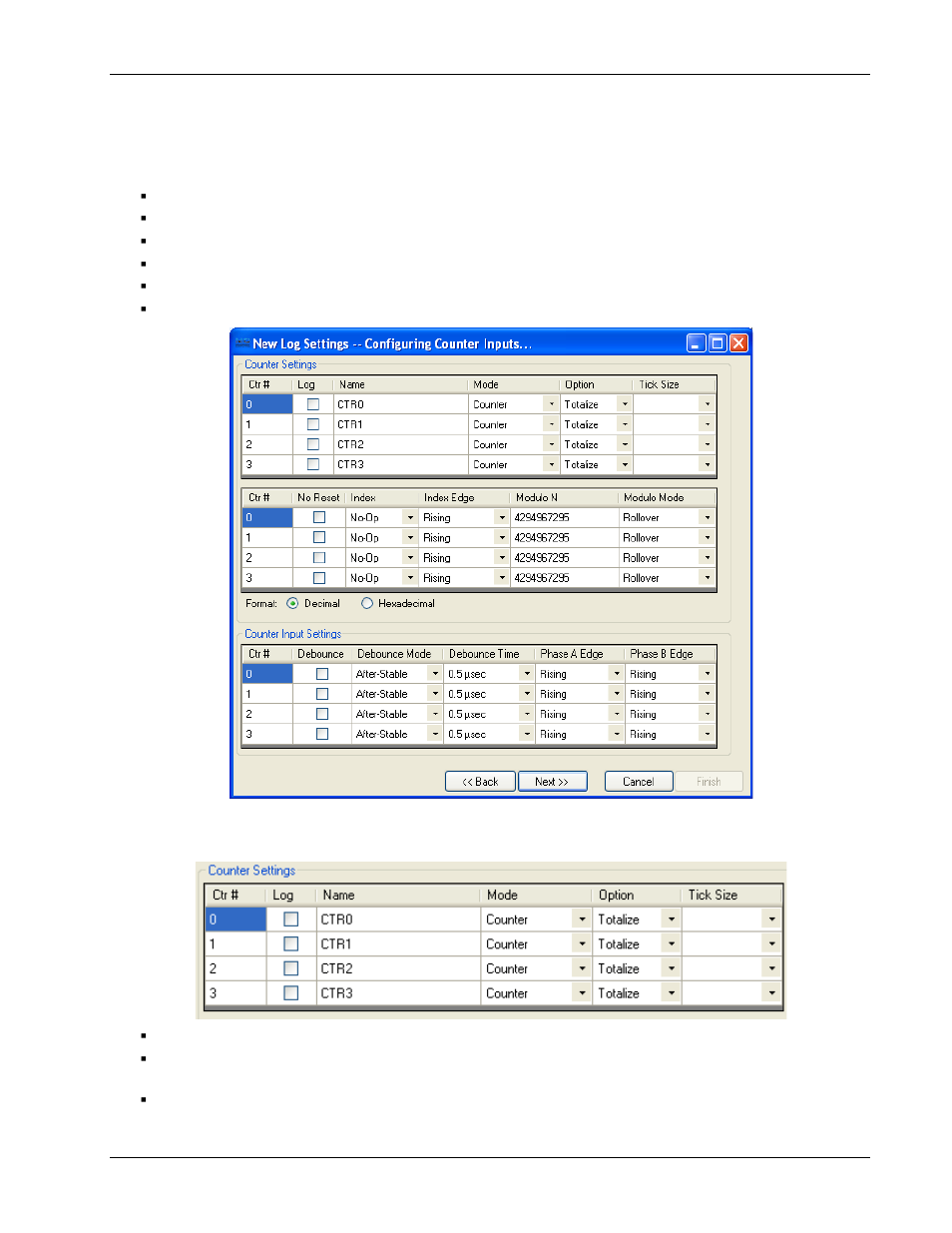 Configuring counter input parameters, Setting the counter mode and counter options | Measurement Computing DAQLog User Guide User Manual | Page 20 / 44