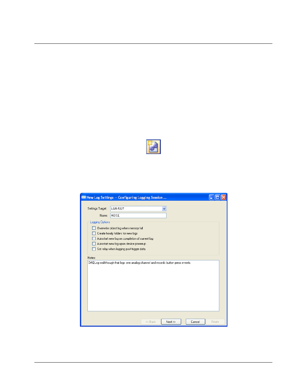 Chapter 8, Create a new logger settings file | Measurement Computing DAQLog User Guide User Manual | Page 39 / 44