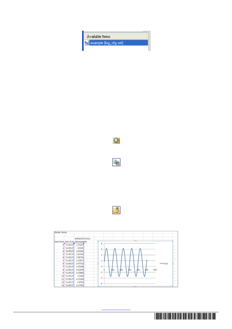 Load settings and log data, Convert a data file, View a data file | Measurement Computing DAQLog Quick Start User Manual | Page 2 / 2