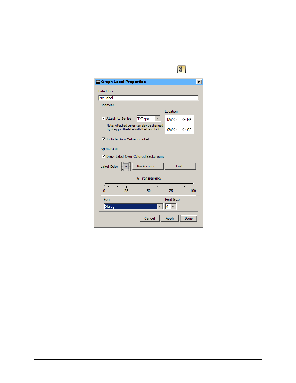 Adding a graph label | Measurement Computing USB-5100 Series User Manual | Page 40 / 64