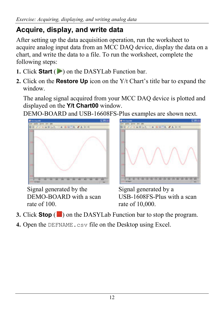 Acquire, display, and write data | Measurement Computing DASYLab Getting Started User Manual | Page 12 / 16