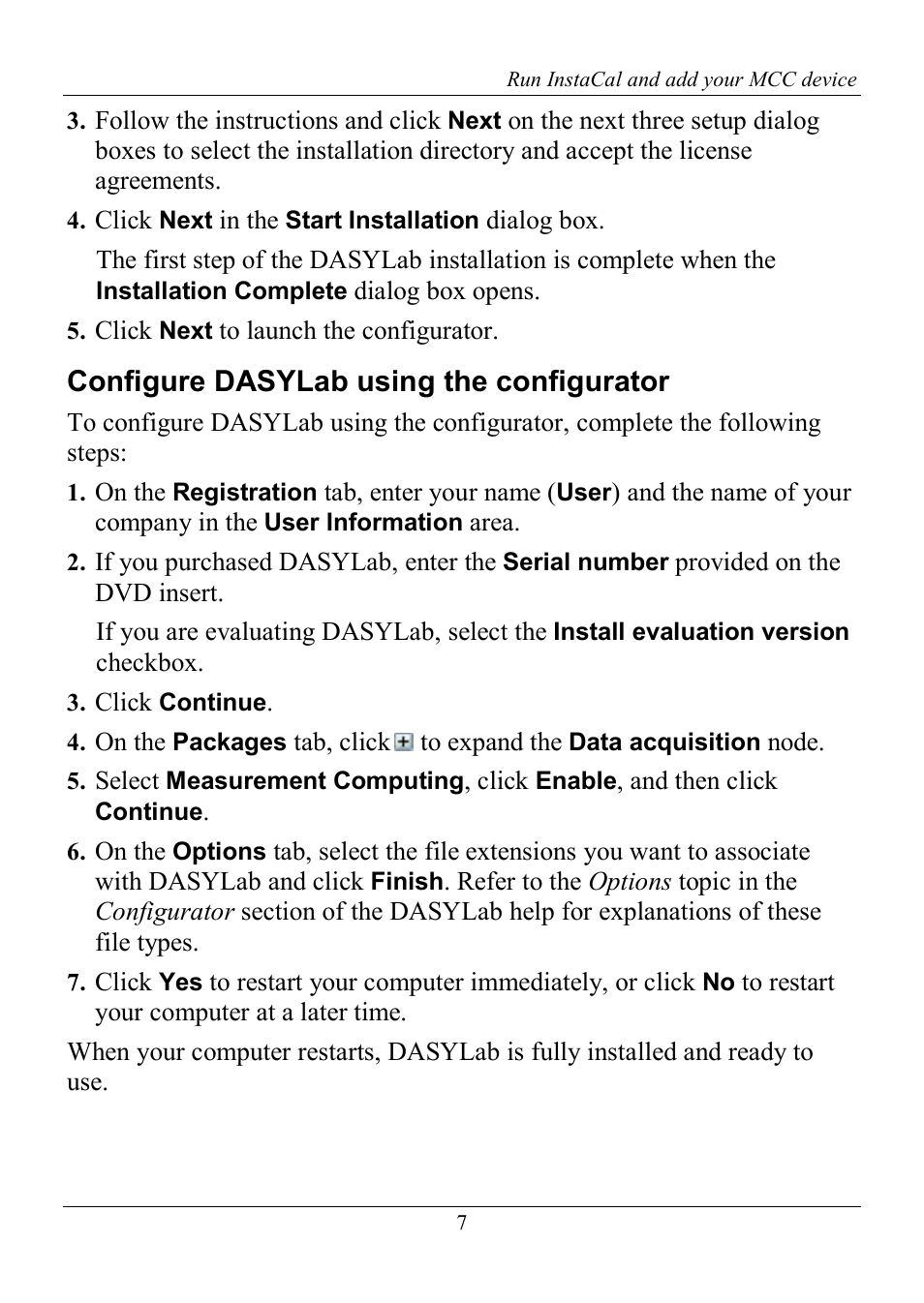 Configure dasylab using the configurator | Measurement Computing DASYLab Getting Started User Manual | Page 7 / 16