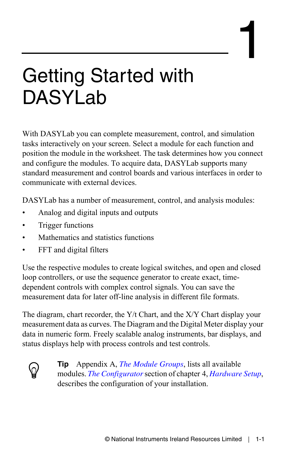 Getting started with dasylab, Chapter 1 getting started with dasylab | Measurement Computing DASYLab User Manual User Manual | Page 11 / 76