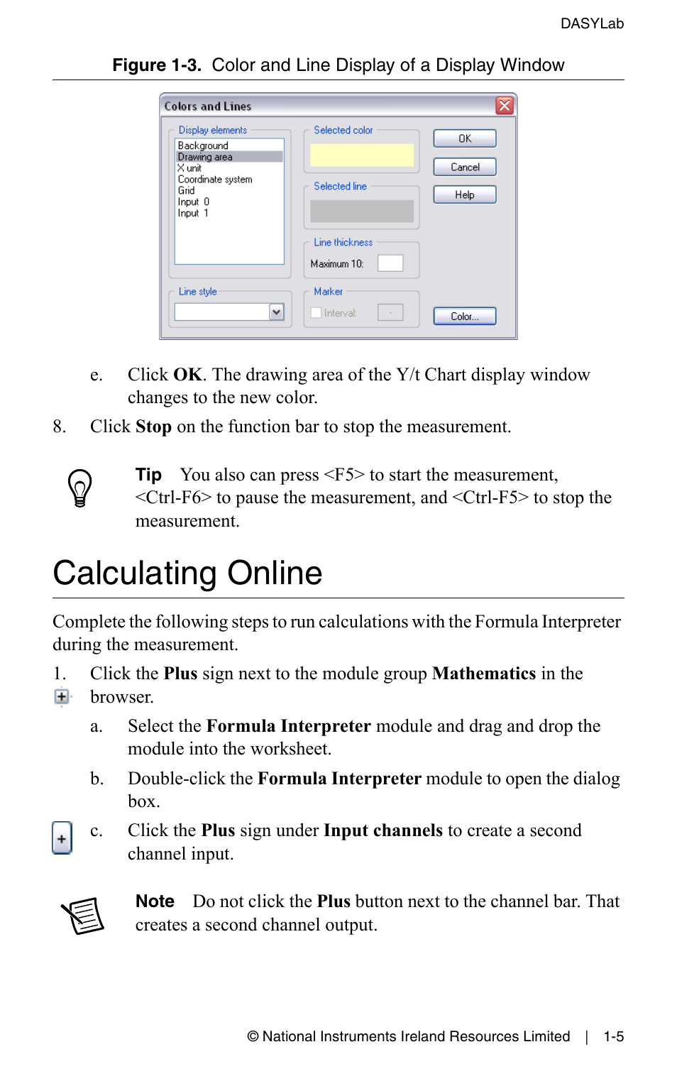 Calculating online, Calculating online -5 | Measurement Computing DASYLab User Manual User Manual | Page 15 / 76