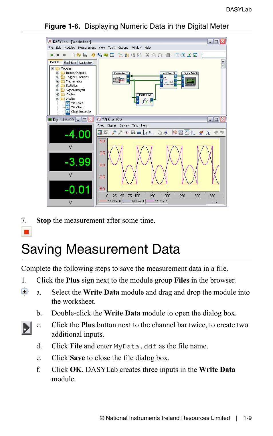 Saving measurement data, Saving measurement data -9 | Measurement Computing DASYLab User Manual User Manual | Page 19 / 76