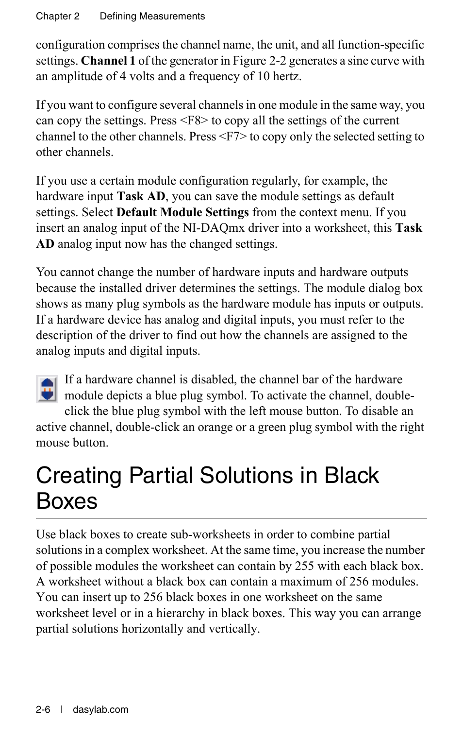 Creating partial solutions in black boxes, Creating partial solutions in black boxes -6 | Measurement Computing DASYLab User Manual User Manual | Page 27 / 76