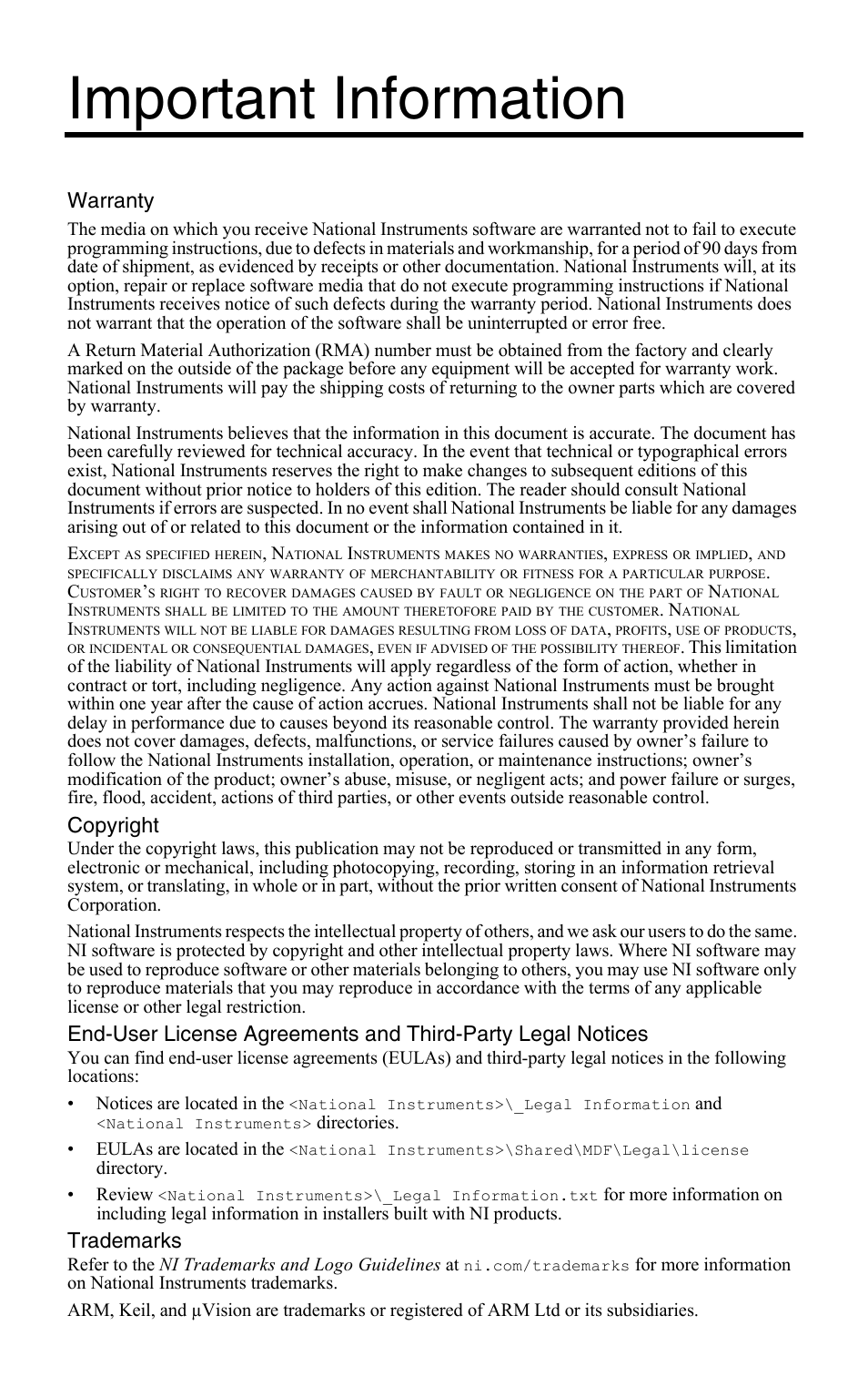 Important information, Warranty, Copyright | Trademarks | Measurement Computing DASYLab User Manual User Manual | Page 3 / 76