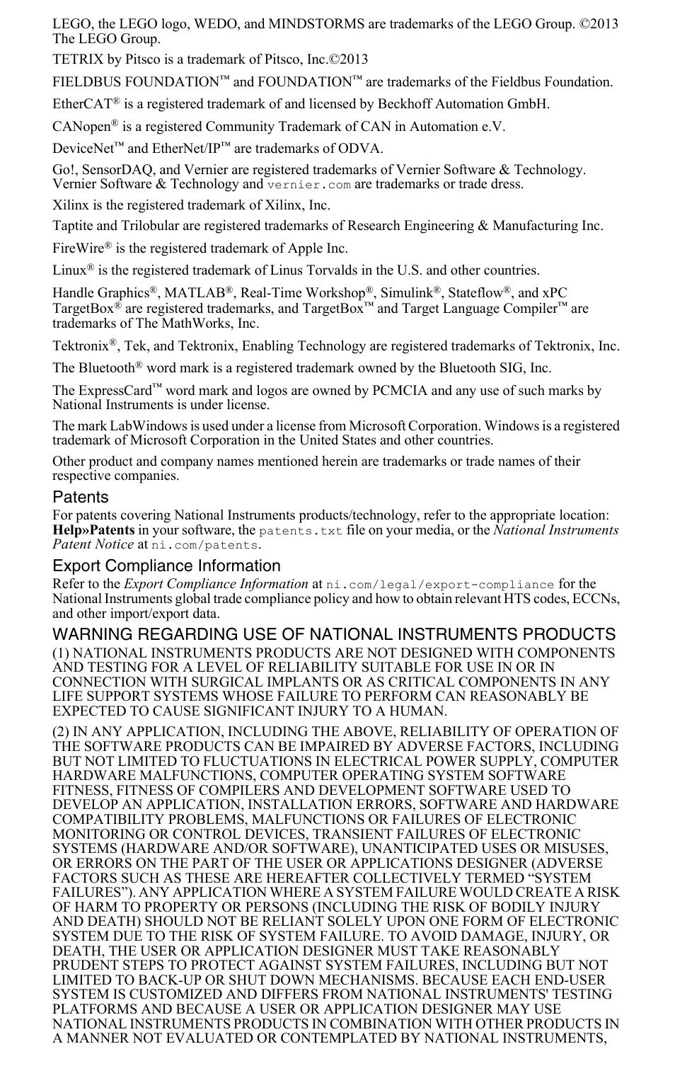 Patents, Export compliance information | Measurement Computing DASYLab User Manual User Manual | Page 4 / 76
