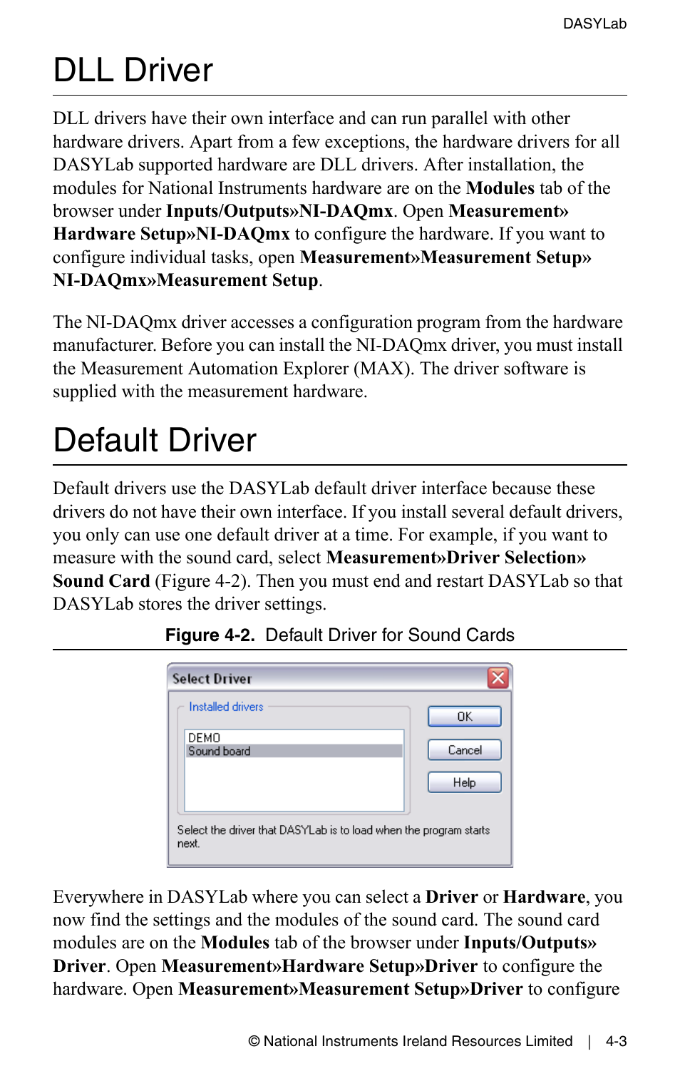 Dll driver, Default driver, Dll driver -3 default driver -3 | Measurement Computing DASYLab User Manual User Manual | Page 45 / 76