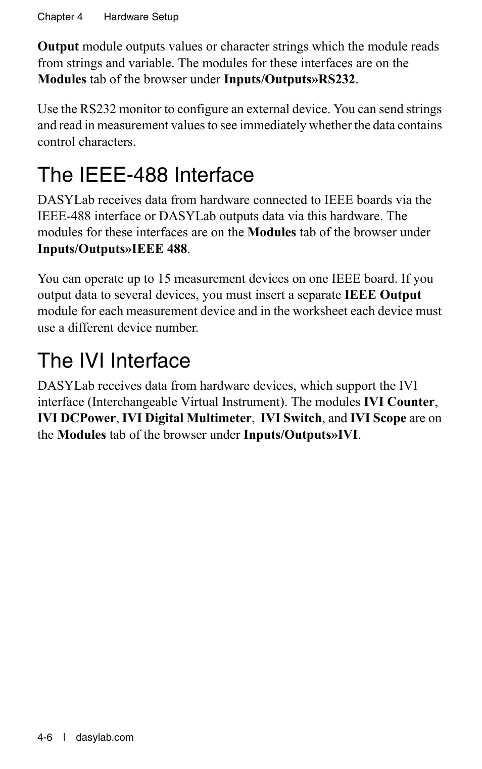The ieee-488 interface, The ivi interface, The ieee-488 interface -6 the ivi interface -6 | Measurement Computing DASYLab User Manual User Manual | Page 48 / 76