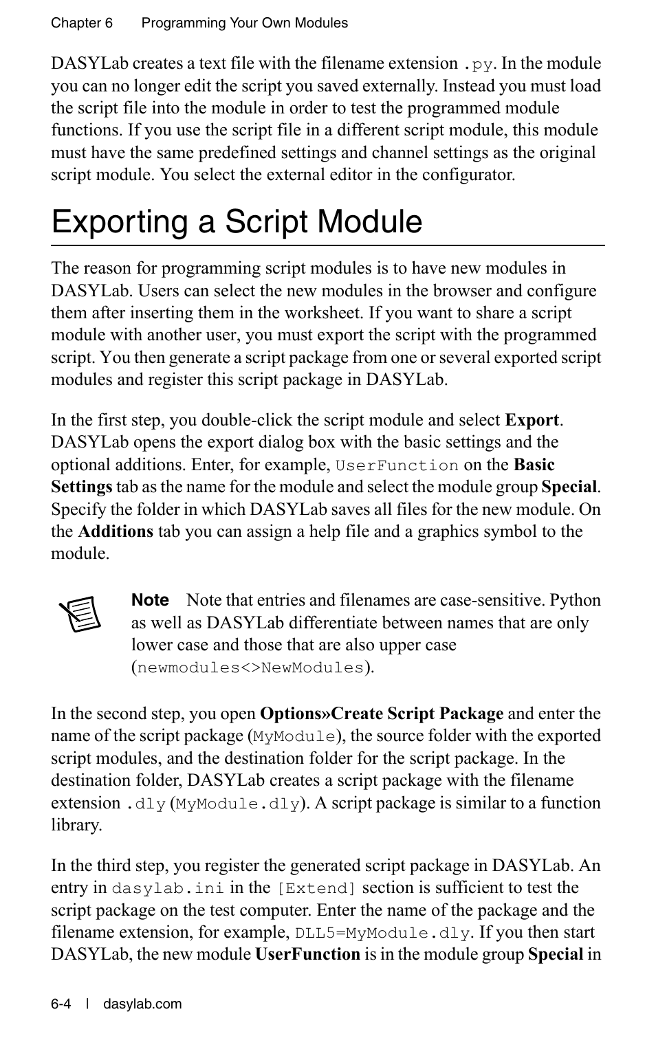 Exporting a script module, Exporting a script module -4 | Measurement Computing DASYLab User Manual User Manual | Page 58 / 76