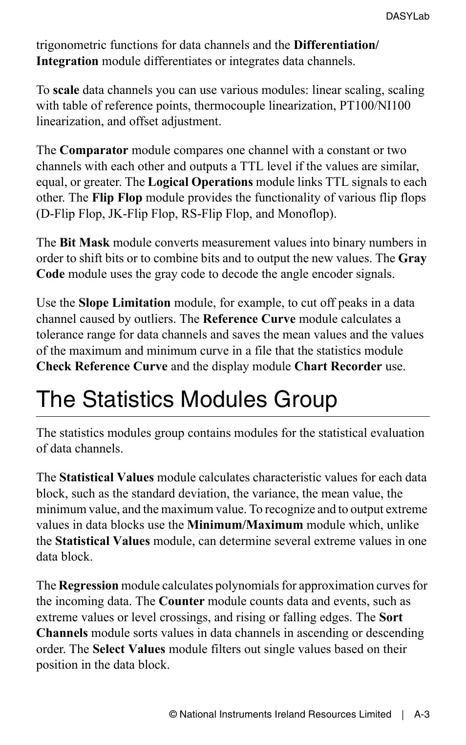 The statistics modules group | Measurement Computing DASYLab User Manual User Manual | Page 65 / 76