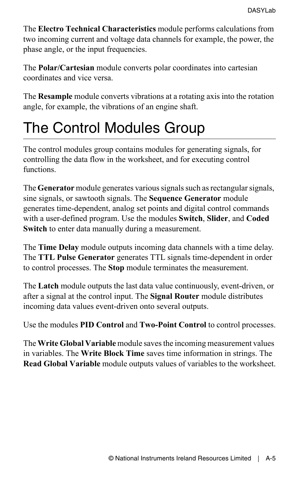 The control modules group | Measurement Computing DASYLab User Manual User Manual | Page 67 / 76