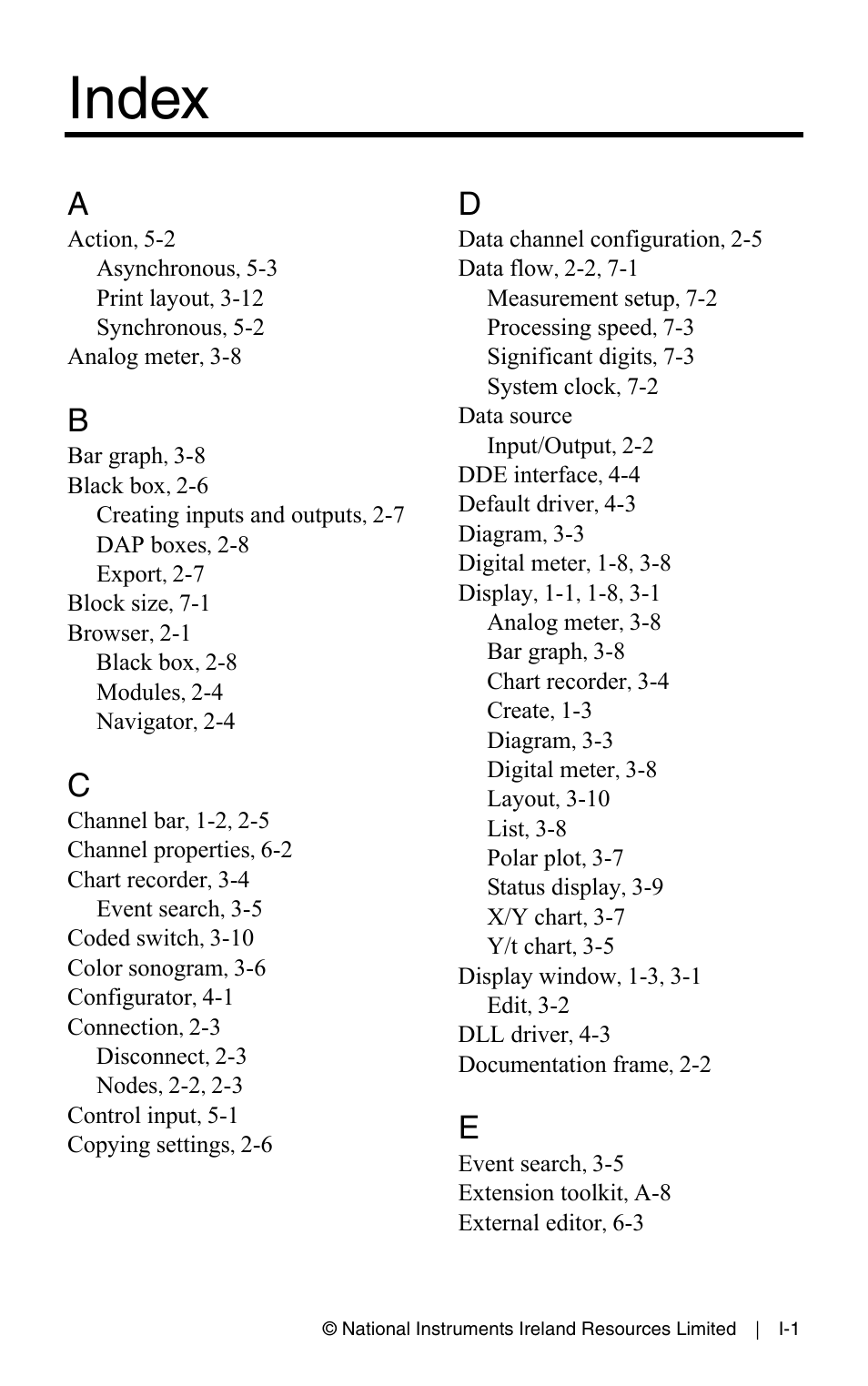 Index | Measurement Computing DASYLab User Manual User Manual | Page 74 / 76